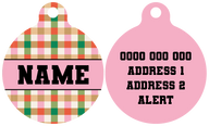 Pet ID Tag | Candy Lane Plaid (Pink)