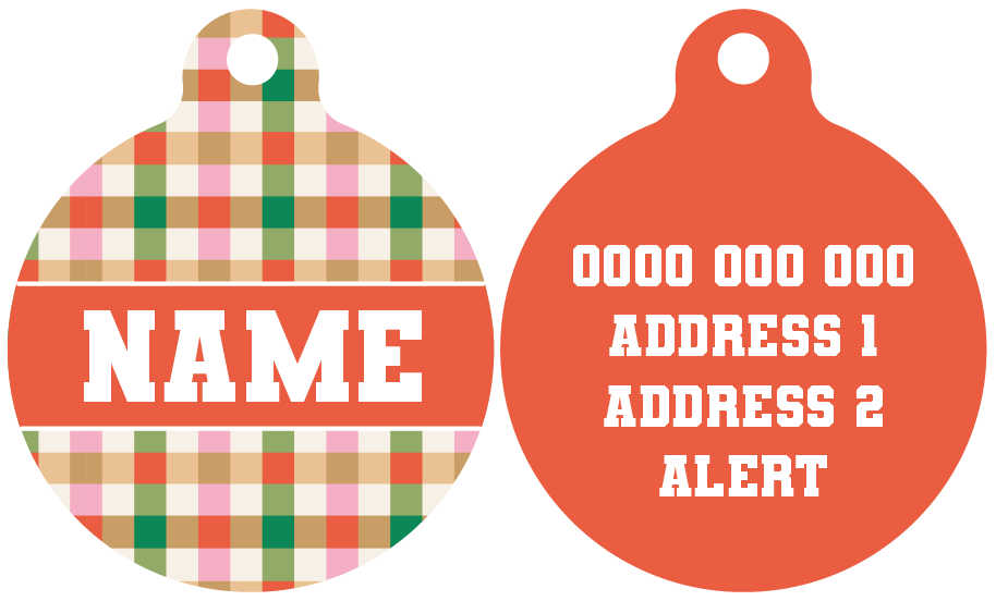 Pet ID Tag | Candy Lane Plaid (Red)