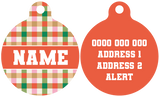 Pet ID Tag | Candy Lane Plaid (Red)
