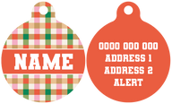 Pet ID Tag | Candy Lane Plaid (Red)