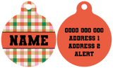 Pet ID Tag | Candy Lane Plaid (Red)