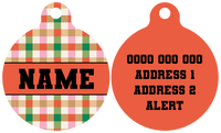 Pet ID Tag | Candy Lane Plaid (Red)