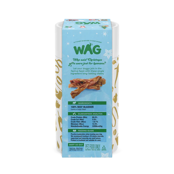 DOG TREATS | WAG: Braided Bully Festive Treats Tube