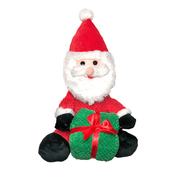 Patchworkpet: Playful Pair Santa with Present (NEW)