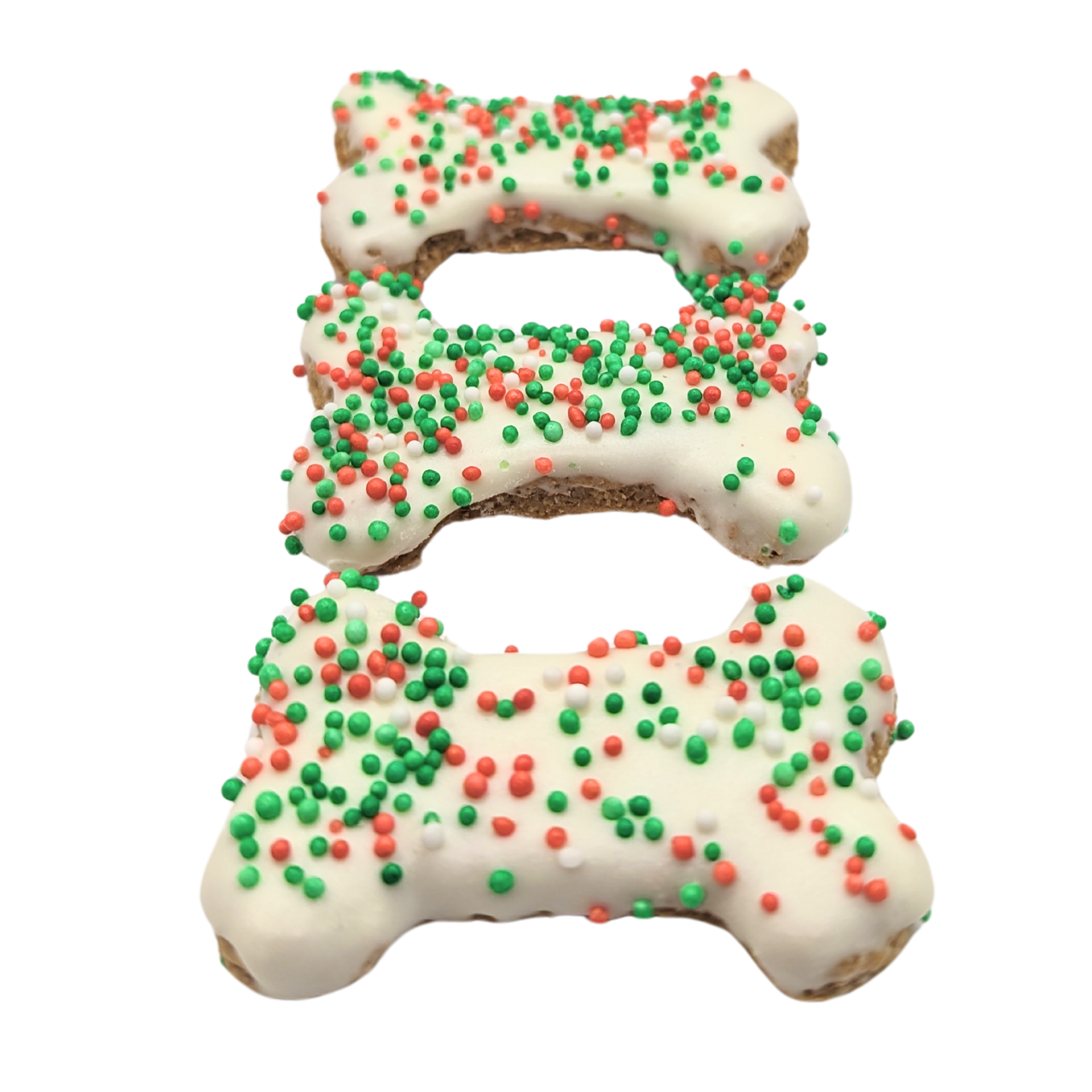 DOG TREATS | Huds and Toke: Xmas Sparkle Doggy Bones | Small | 3 Pces (Yoghurt Frosted)