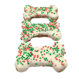 DOG TREATS | Huds and Toke: Xmas Sparkle Doggy Bones | Small | 3 Pces (Yoghurt Frosted)