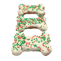 DOG TREATS | Huds and Toke: Xmas Sparkle Doggy Bones | Small | 3 Pces (Yoghurt Frosted)