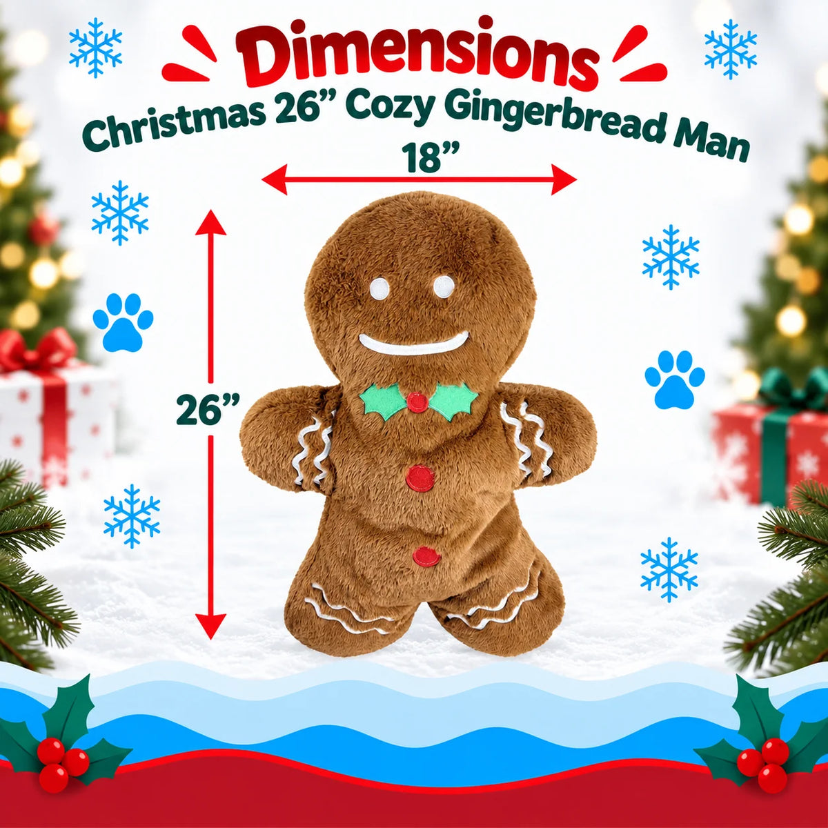 Petlou: Christmas Cozy Gingerbread Man 26" JUMBO
