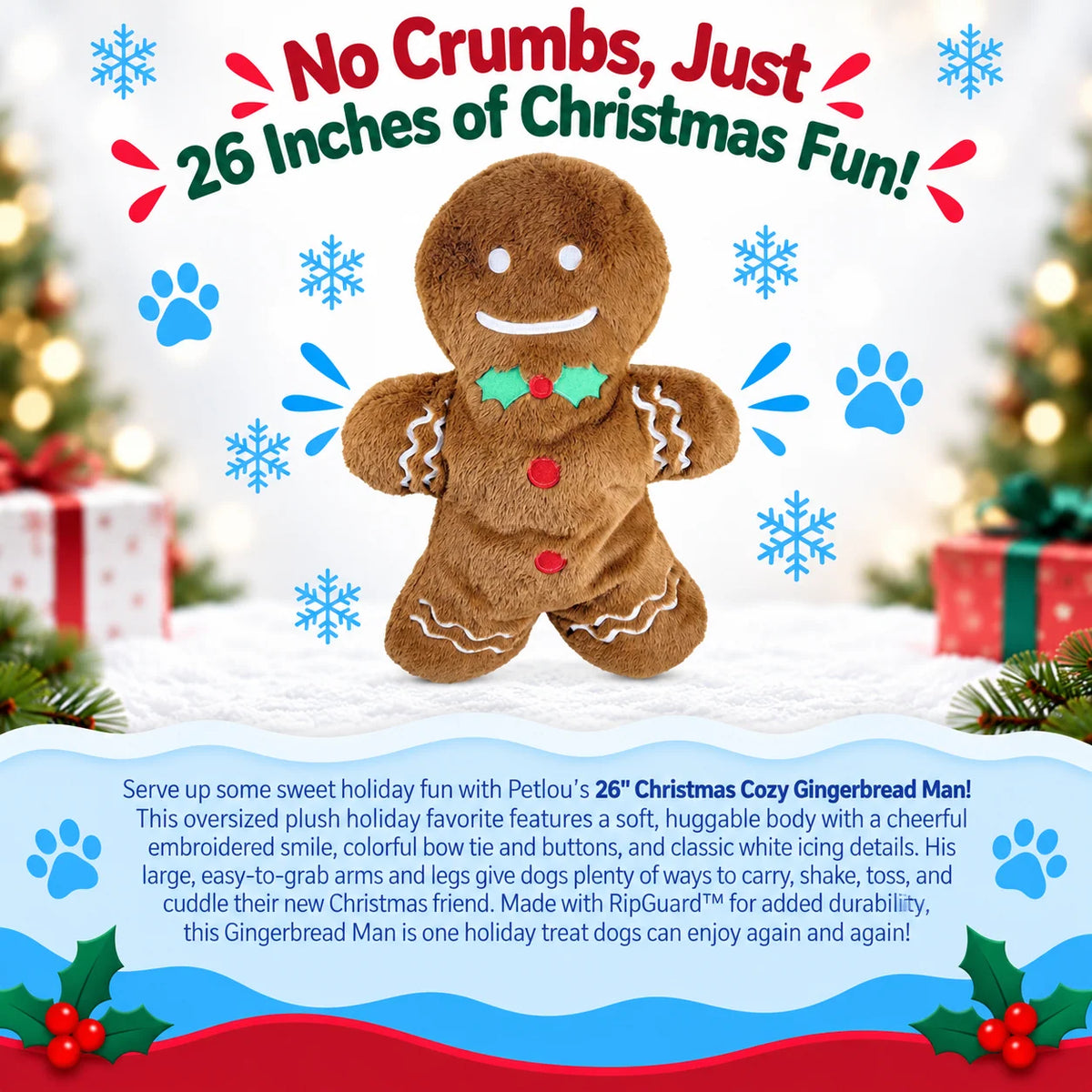 Petlou: Christmas Cozy Gingerbread Man 26" JUMBO