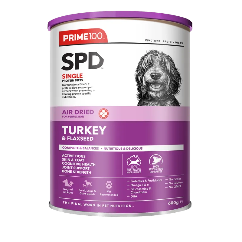 DOG FOOD | Prime100: SPD Turkey & Flaxseed Air Dried 600g