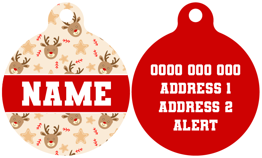 Pet ID Tag | Dashing Through The Stars (Red)