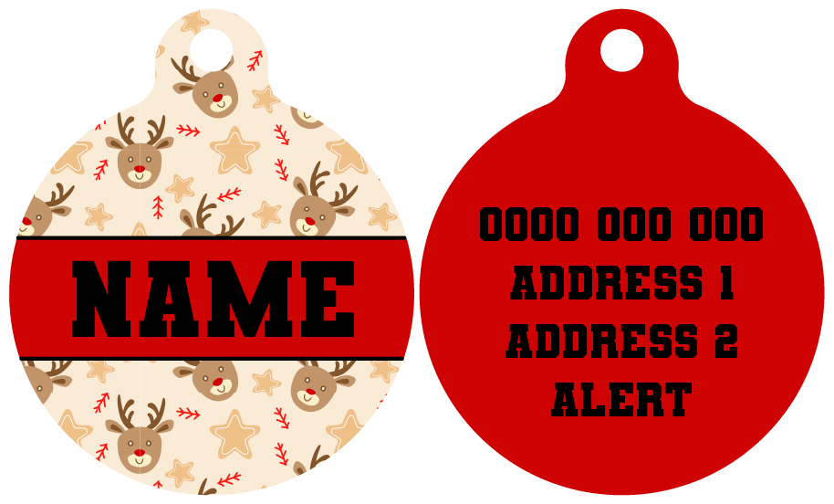 Pet ID Tag | Dashing Through The Stars (Red)