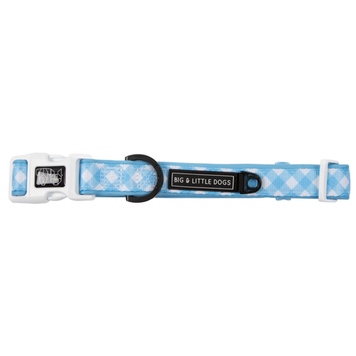 DOG COLLAR (+ BOW TIE option): Blueberry Gingham