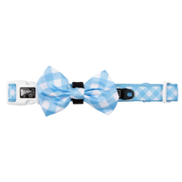 DOG COLLAR (+ BOW TIE option): Blueberry Gingham