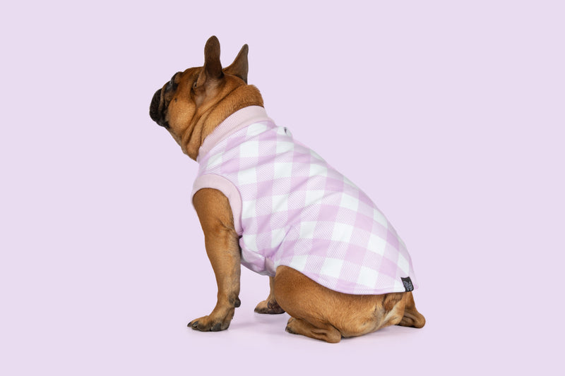 Dog Fleece Pyjamas PJs Berry Purple Gingham