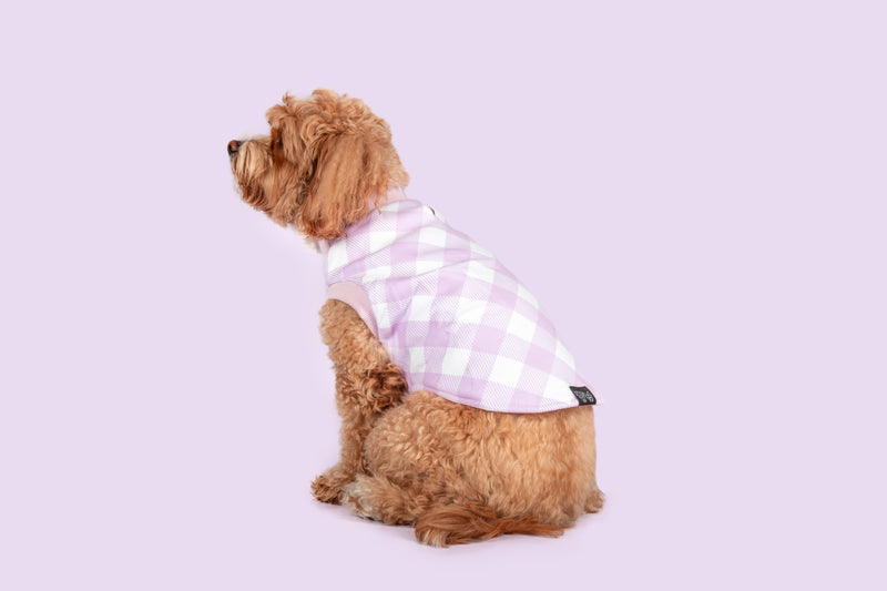 Dog Fleece Pyjamas PJs Berry Purple Gingham