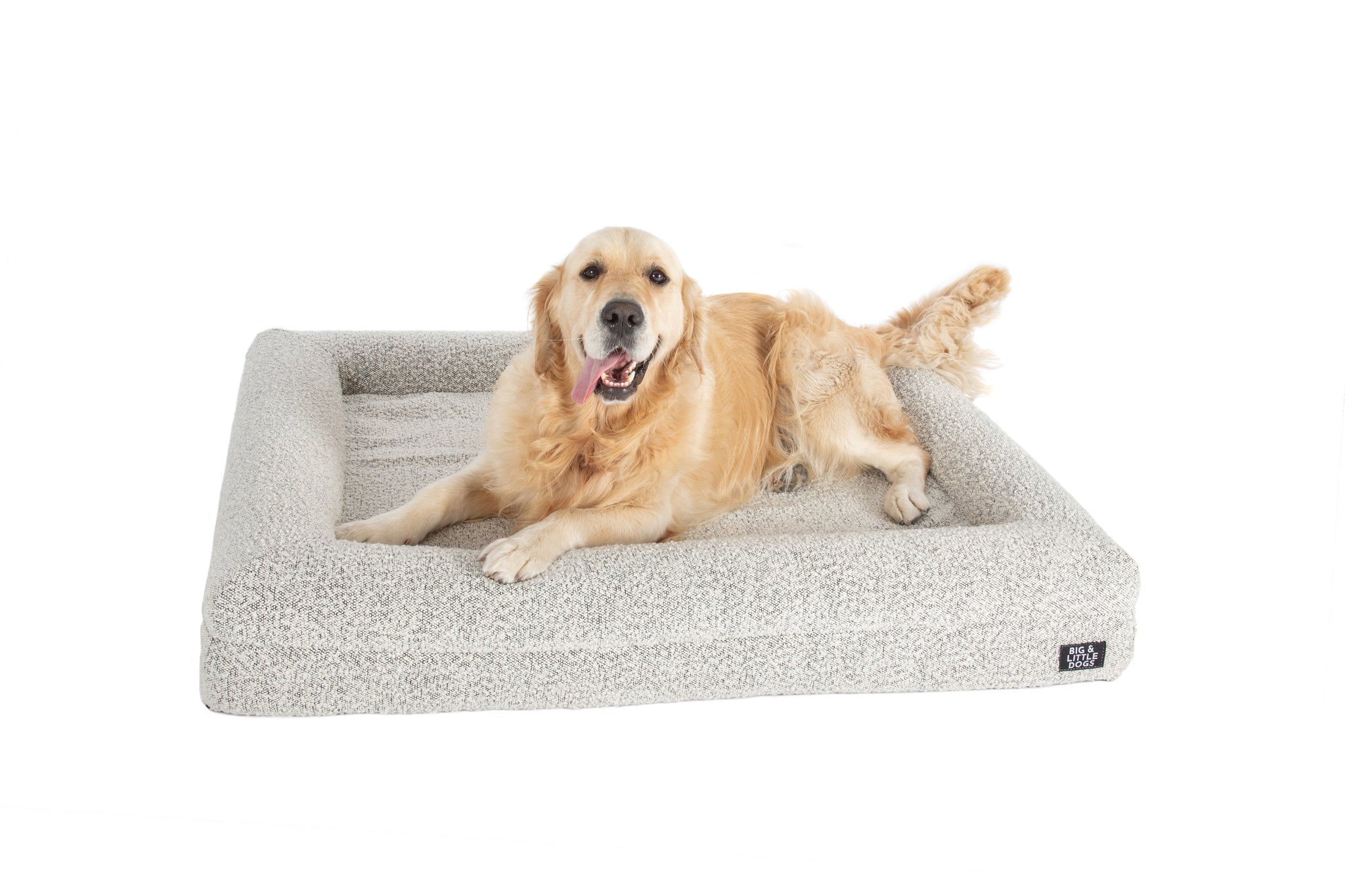 Dog Pet Bed Luxurious Boucle Cover Salt and Pepper