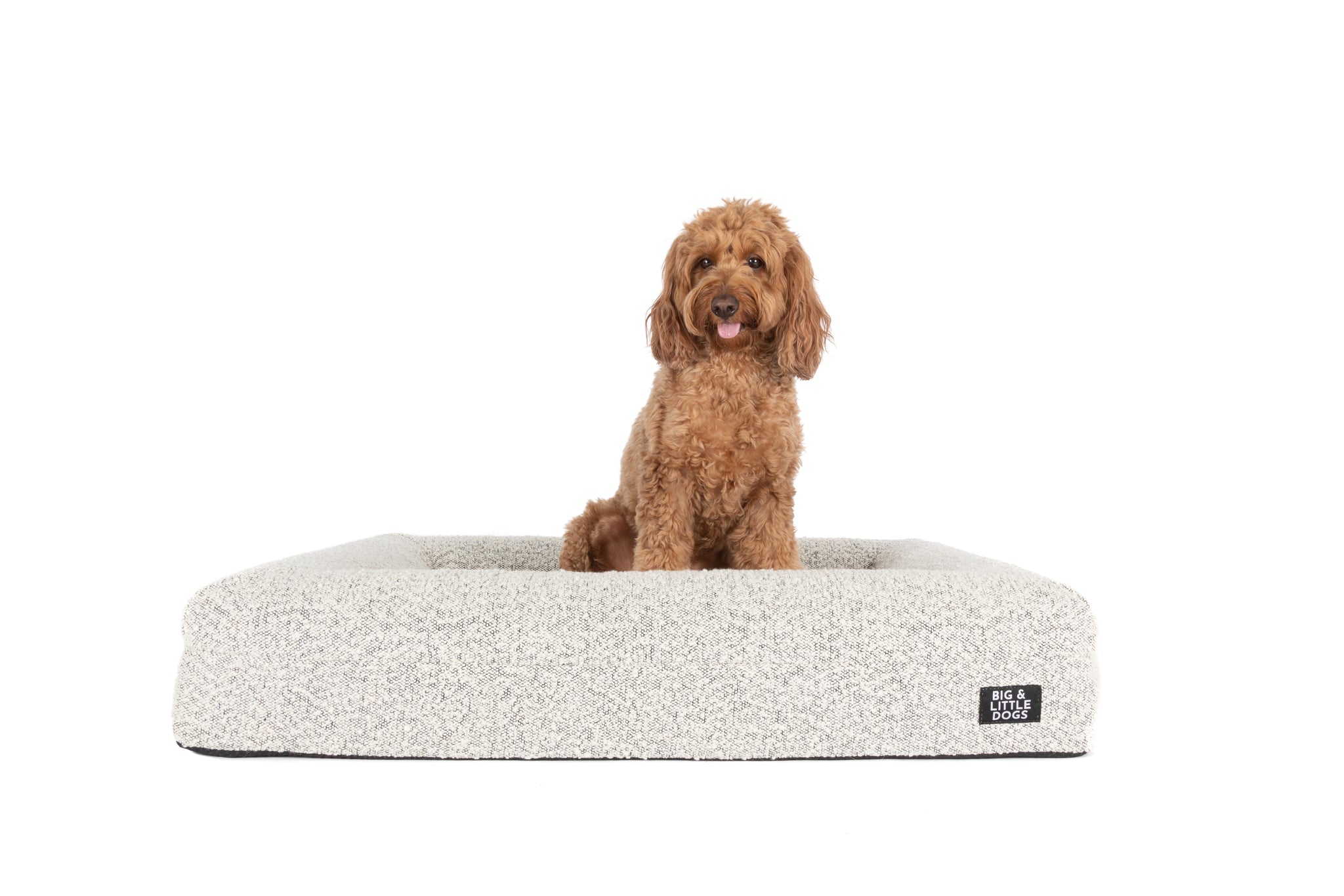 Dog Pet Bed Luxurious Boucle Cover Salt and Pepper