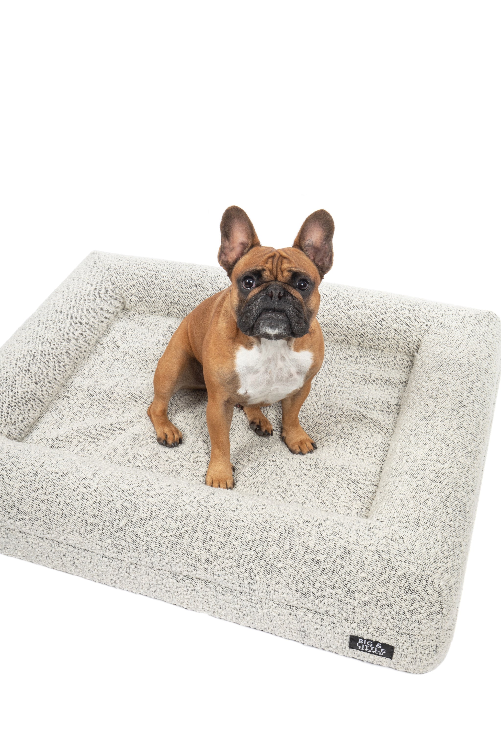 Dog Pet Bed Luxurious Boucle Cover Salt and Pepper