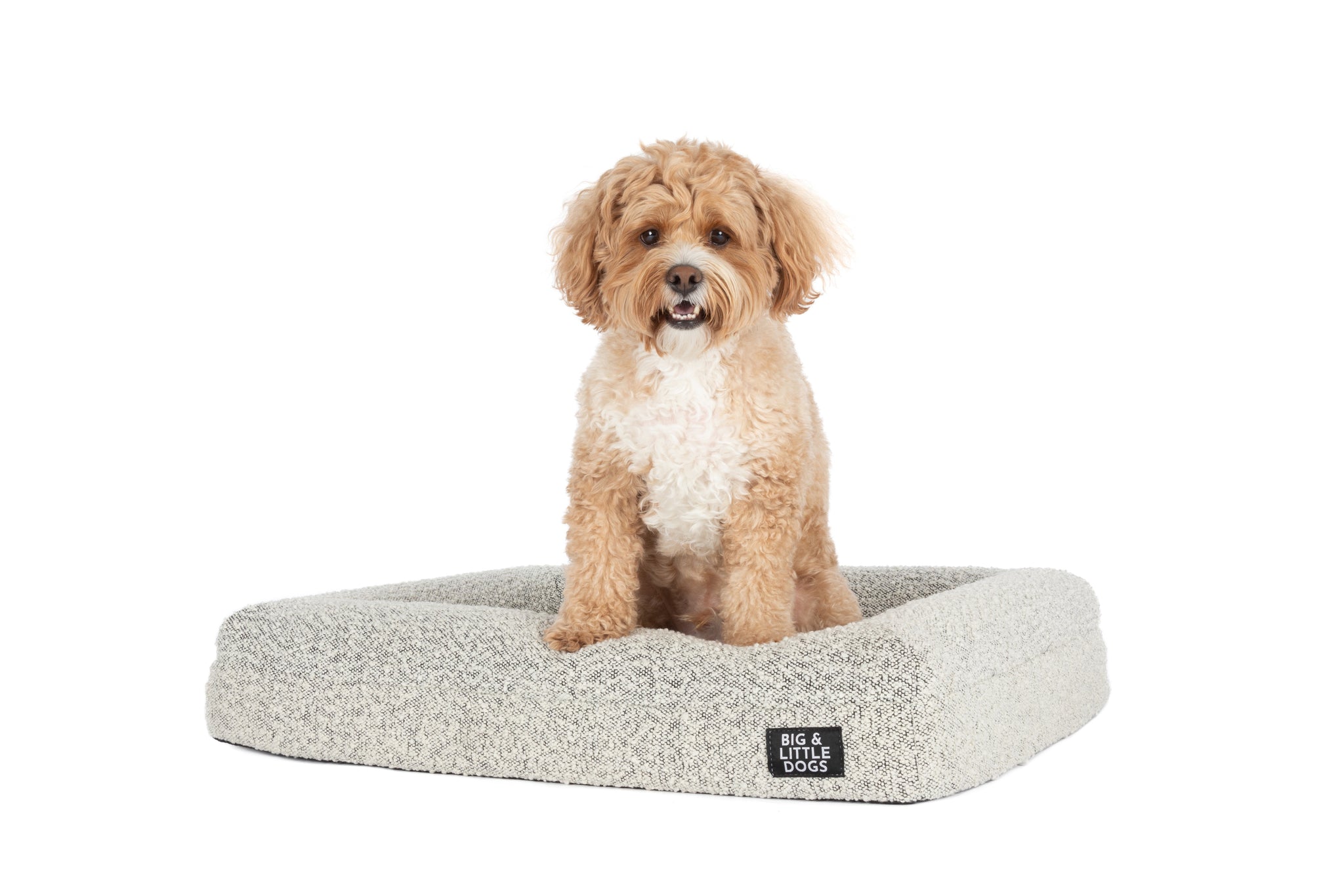 Dog Pet Bed Luxurious Boucle Cover Salt and Pepper