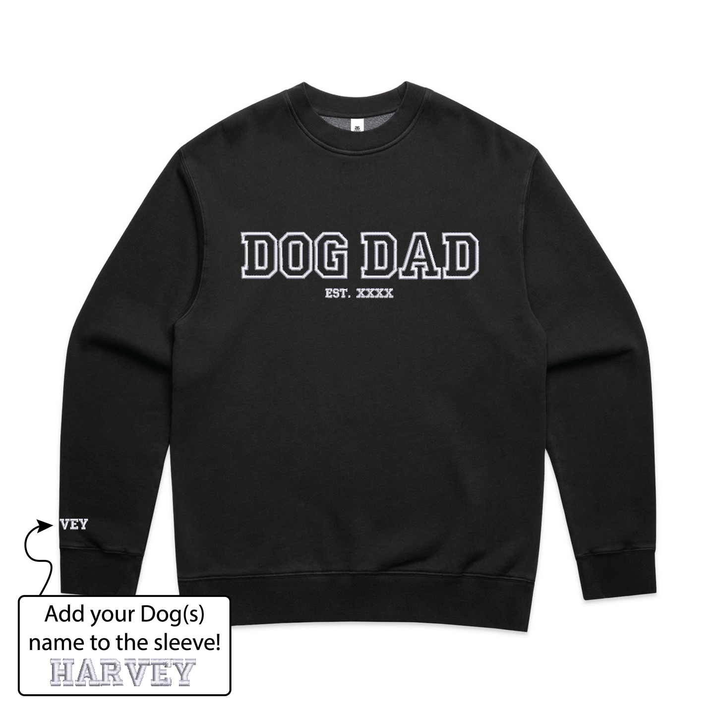 BLD LIFESTYLE CLUB CREW: "DOG DAD EST. XXXX" | Faded Black (Embroidery)