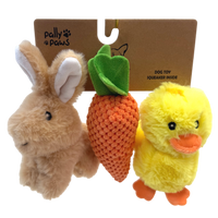 Pally Paws: 3 Pack Easter Brown Bunny, Chick & Carrot Dog Toys