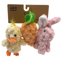 Pally Paws: 3 Pack Easter Pink Bunny, Chick & Carrot Dog Toys