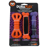 CAITEC: Three Pack Dura Flex Dog Chew Toy (Orange & Purple)