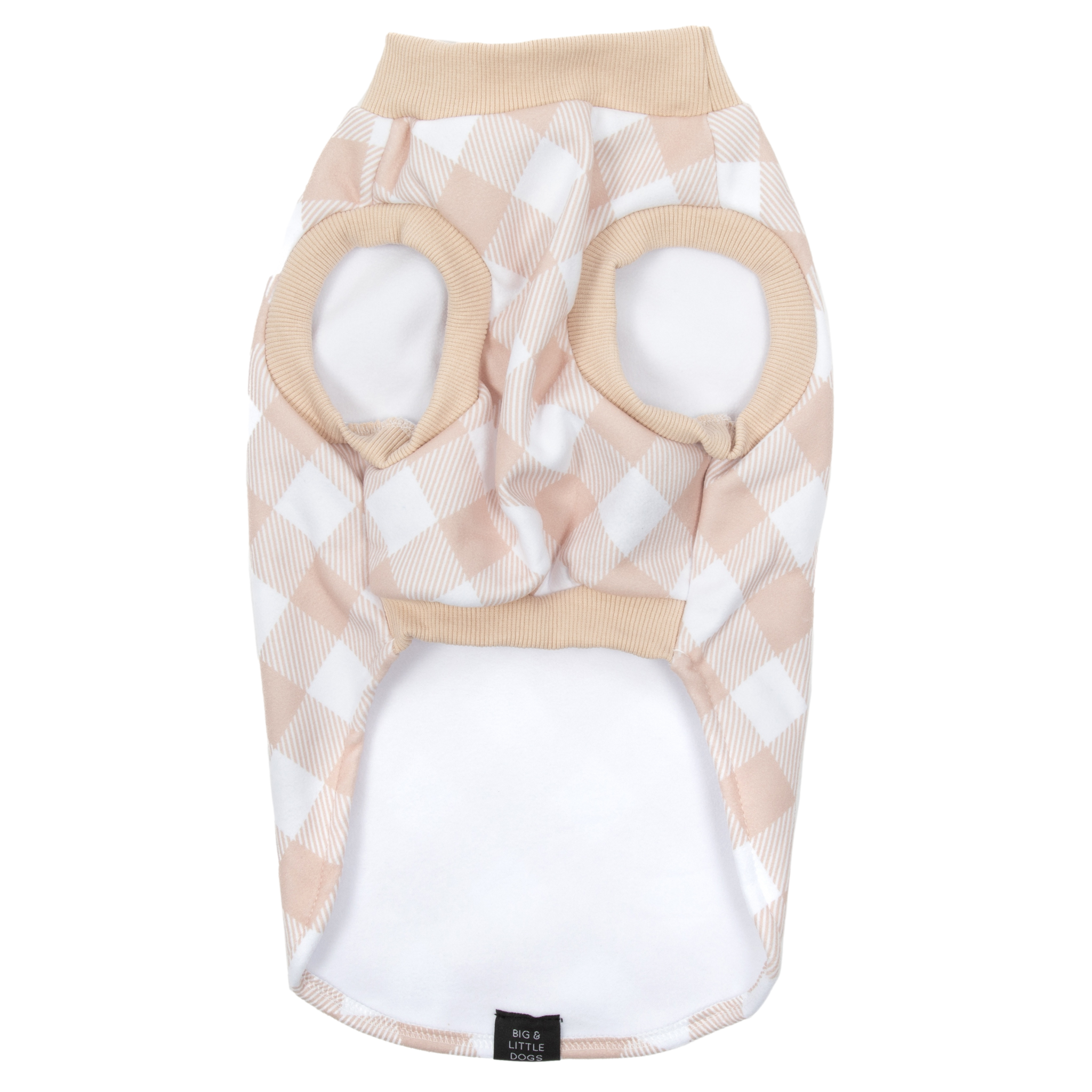 Dog Fleece Pyjamas PJs Latte Beige Brown Gingham