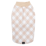 Dog Fleece Pyjamas PJs Latte Beige Brown Gingham