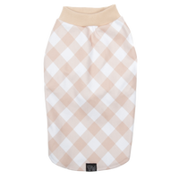 Dog Fleece Pyjamas PJs Latte Beige Brown Gingham