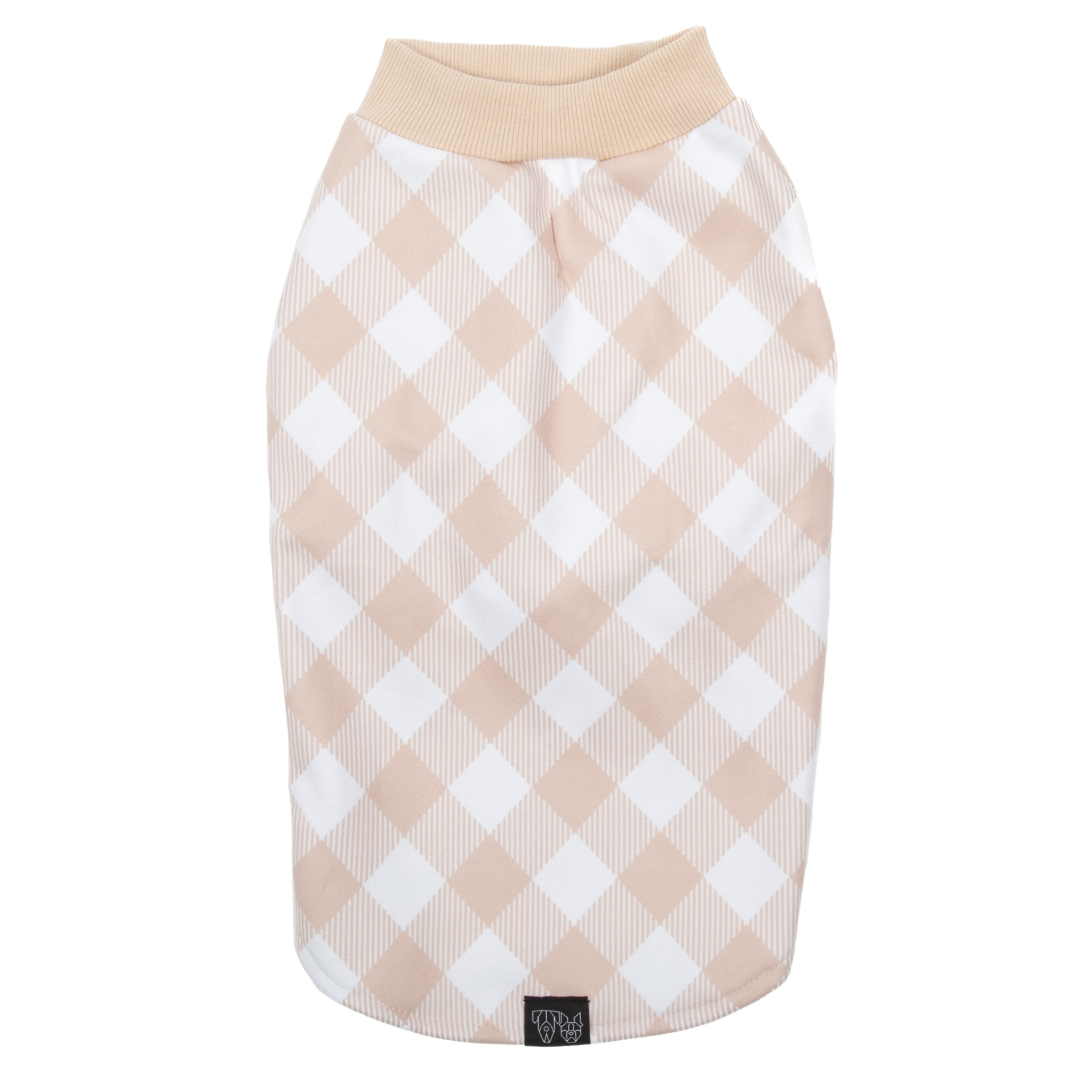 Dog Fleece Pyjamas PJs Latte Beige Brown Gingham