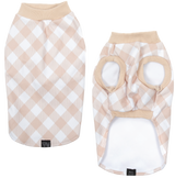 Dog Fleece Pyjamas PJs Latte Beige Brown Gingham