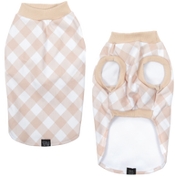 Dog Fleece Pyjamas PJs Latte Beige Brown Gingham