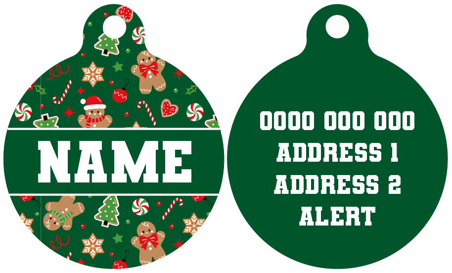 Pet ID Tag | Gingerbread Cutie (Green)