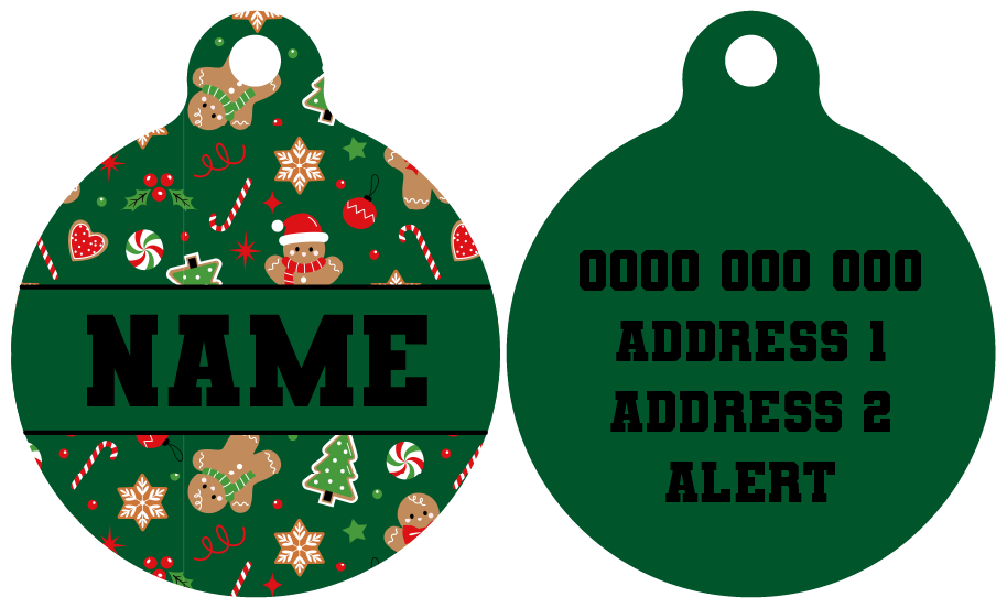 Pet ID Tag | Gingerbread Cutie (Green)