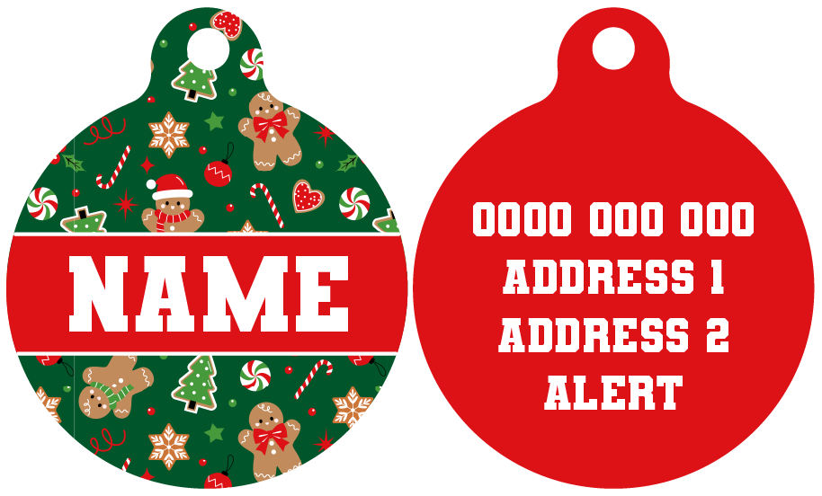 Pet ID Tag | Gingerbread Cutie (Red)