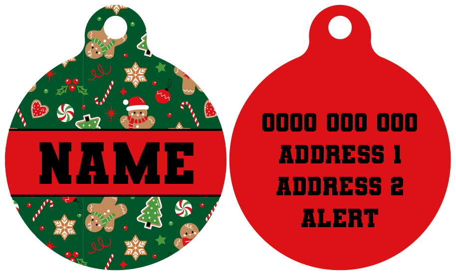 Pet ID Tag | Gingerbread Cutie (Red)