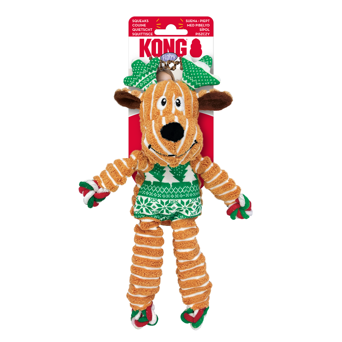 KONG: Christmas Holiday Floppy Knots Reindeer - Green