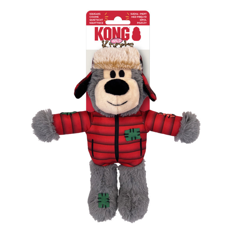 KONG: Christmas Holiday Wild Knots Bear Red & Grey (Small/Medium)