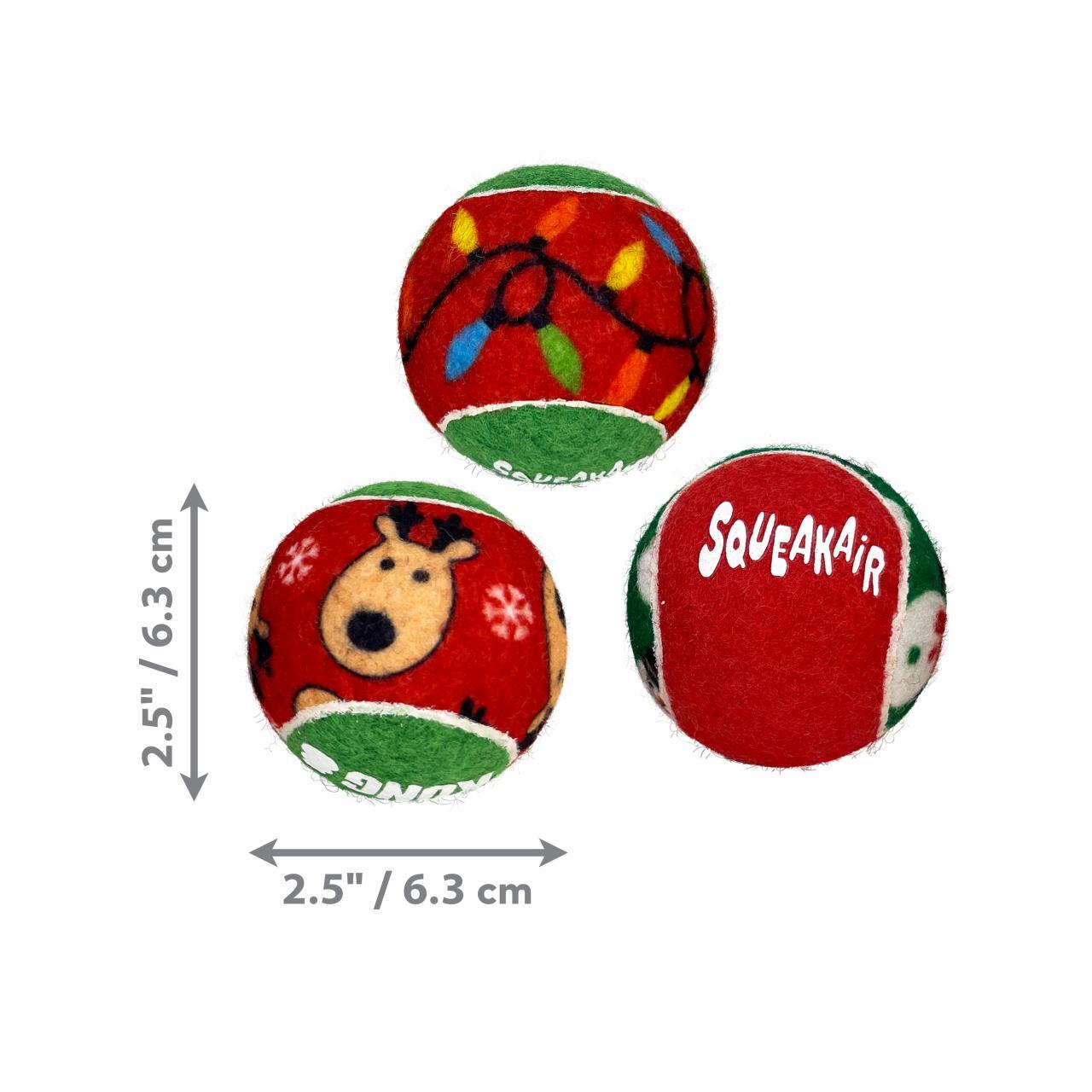 KONG: Christmas Holiday SqueakAir Balls - Pack of 6 - Medium (NEW)