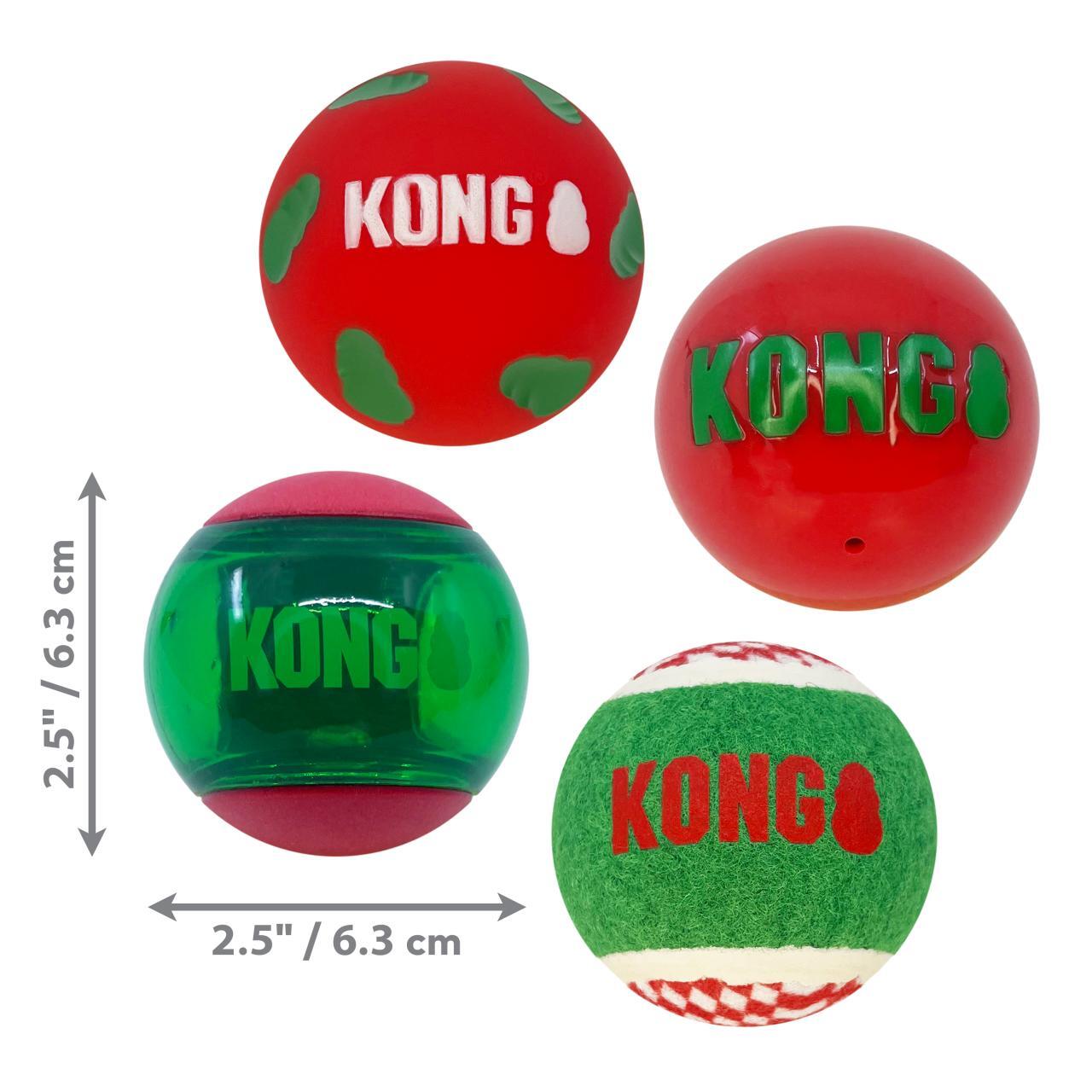 KONG: Christmas Holiday Occasions Balls - Pack of 4 (NEW)