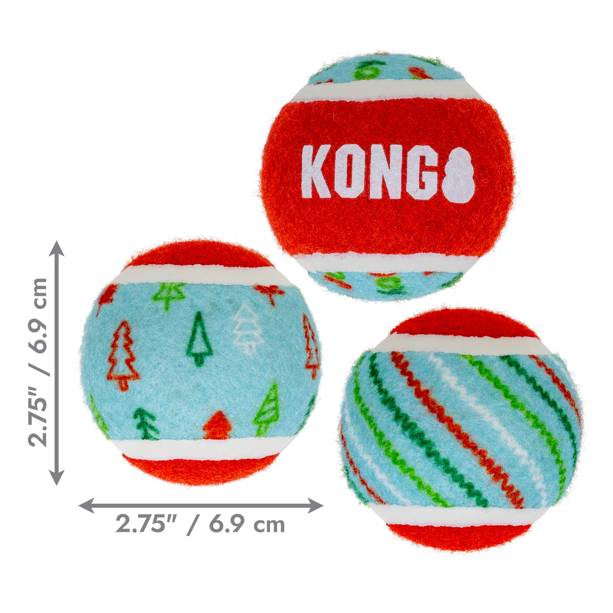 KONG: Holiday Squeak Air Tennis Balls Med - 6 Pack