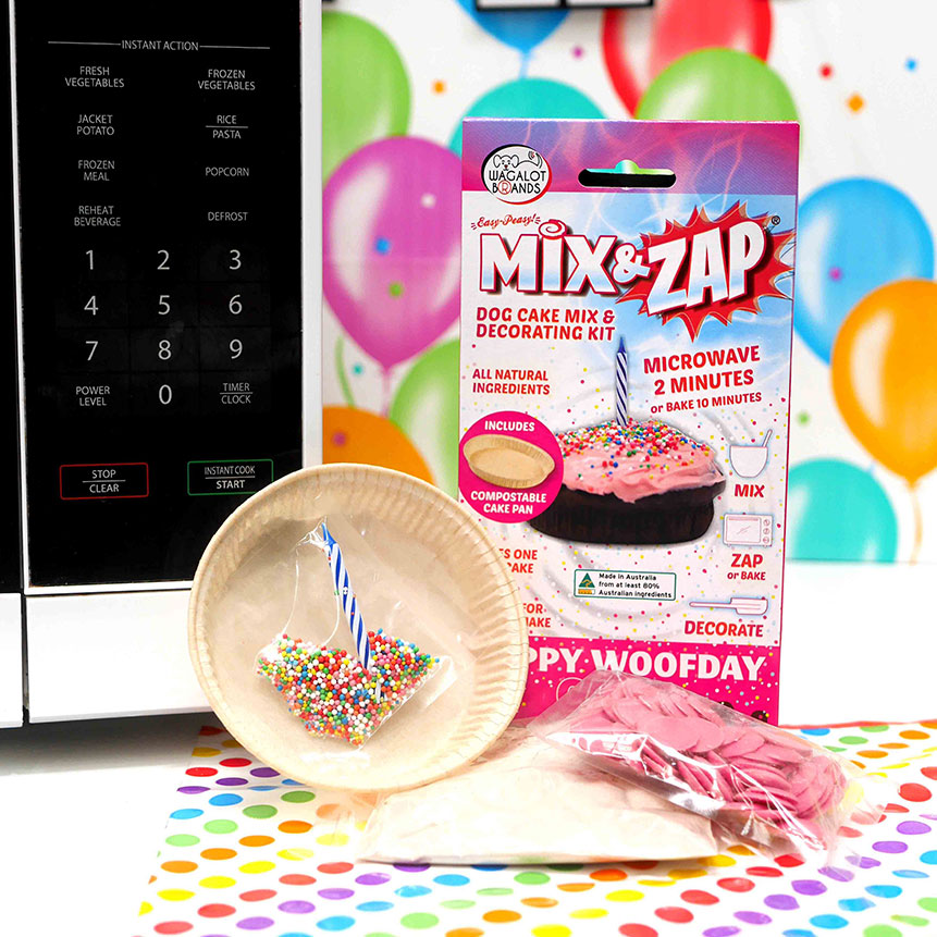 DOG TREATS | Wagalot Dog: Cake Mix HAPPY WOOFDAY Cake Kit - Pink