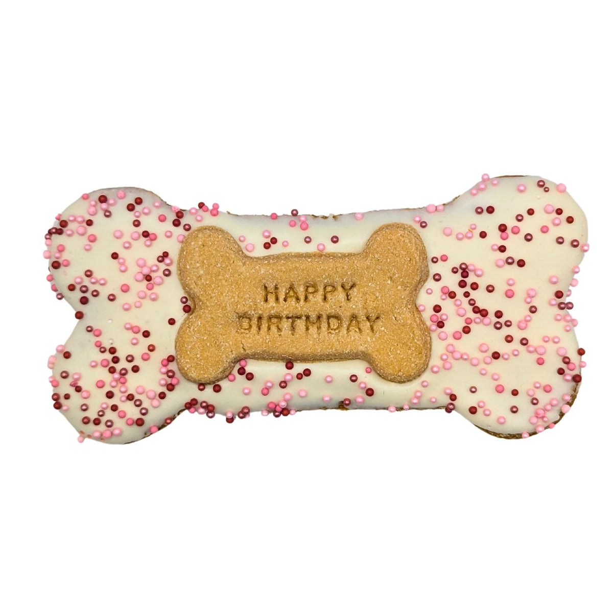 DOG TREATS | Huds and Toke: Happy Birthday Bone Cookie (Small | Pink)