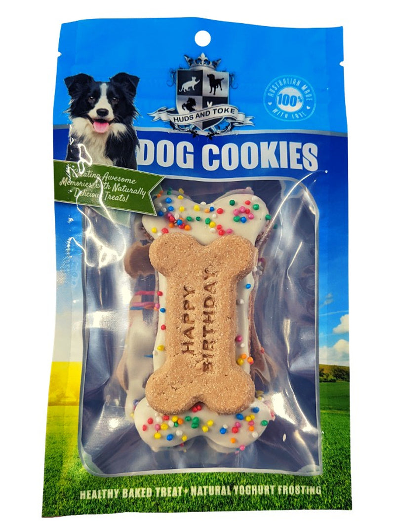 DOG TREATS Huds and Toke Small Happy Birthday Bone Cookie