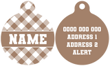 Pet ID Tag | Coffee Gingham