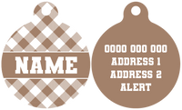 Pet ID Tag | Coffee Gingham