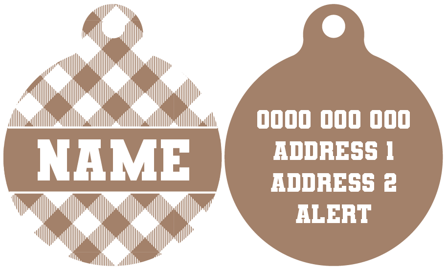 Pet ID Tag | Coffee Gingham
