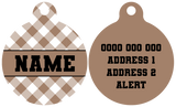 Pet ID Tag | Coffee Gingham